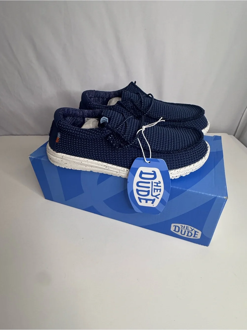 Hey Dude Navy Slip-On Shoes size 4